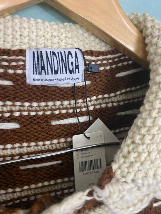 Mandinga Moka Cardigan Brown Cream Wool Small FLAWED FLAWED - Picture 3 of 9